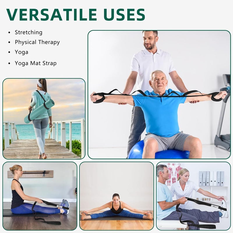 Abiarst Stretching Strap Yoga Straps for Physical Therapy, 10 Loops Non-Elastic Stretch Band for Pilates, Flexibility, Exercise and Gymnastics - Image 4